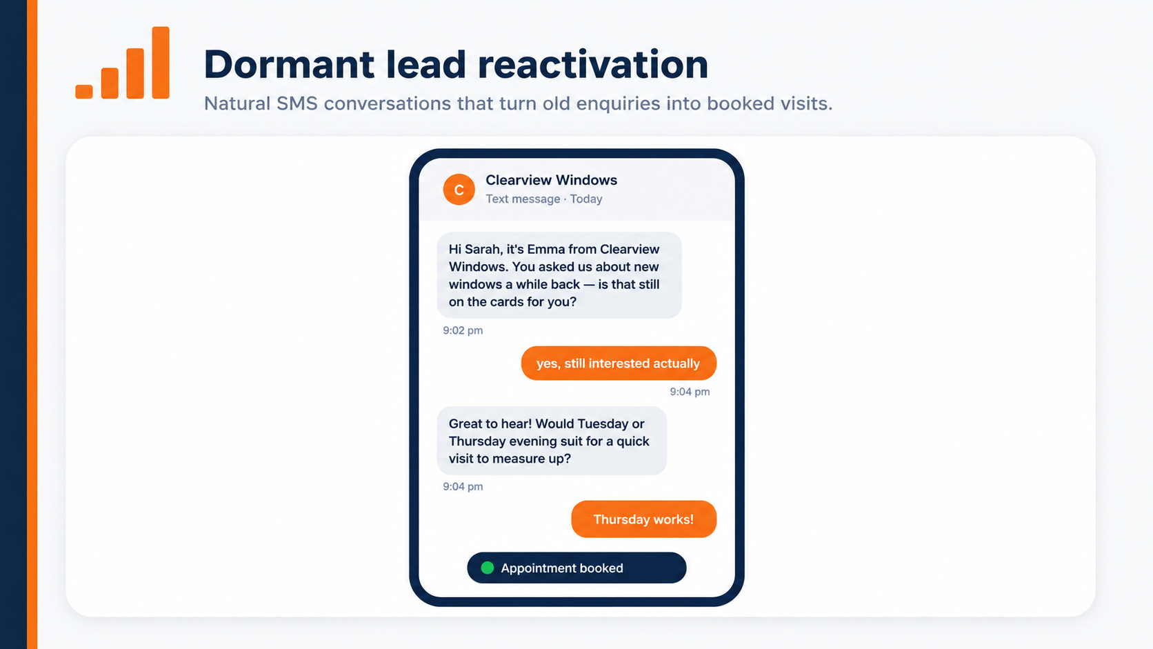 Dormant database lead reactivation via natural two-way SMS